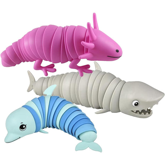 3 Wiggle Animals - Axolotl, Dolphin, and Shark Fidgets - Large Wiggle Articulated Asolo Tilt Toy - Unique Gift (Random Color)