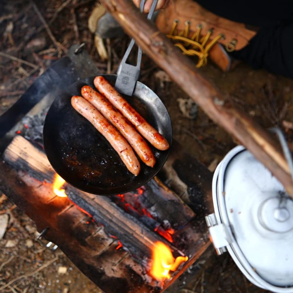 onegear (One Gear) Pandish Maru (L) Ultra Light Iron Plate Plate Rugged Camping Solo Camping Thickness 1.6mm Black Iron Craftsman Handmade IH Compatible Barbecue Bonfire Frying Pan