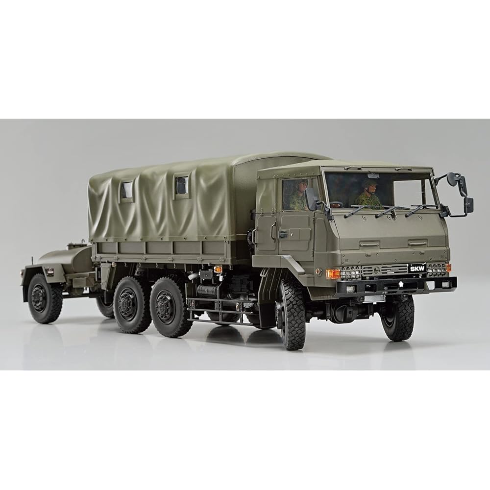Aoshima Bunka Kyozaisha 1/35 Military Model Kit Series No.3 3 1/2t Truck (SKW-476) w/Outdoor Cooker No. 1 (22nd Edition) & 1t Water Tank Trailer Plastic Model Molding Color