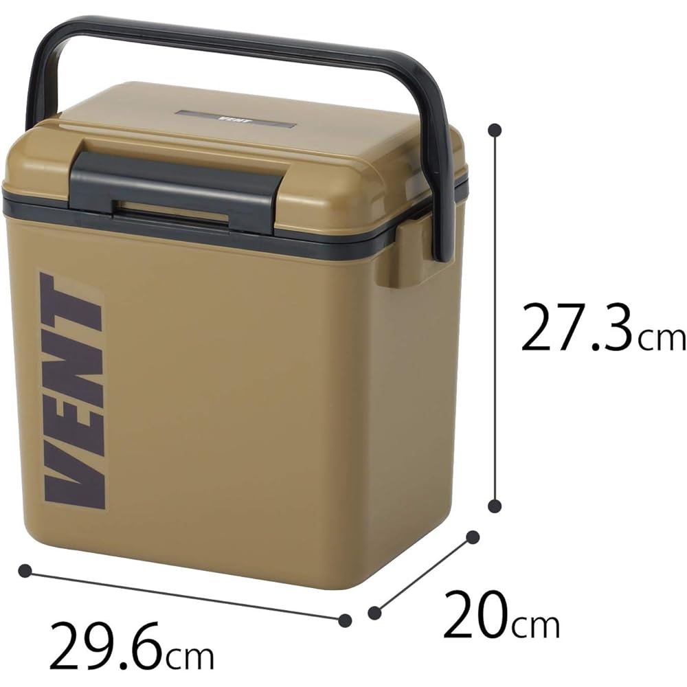 Sanka Bansereno Cooler box that can be opened and closed with one push, German khaki (glossy), 7.6L, small, lightweight design, easy to clean with removable lid, made in Japan, fishing cooler, fishing, camping, club activities (width 29.6 x depth 20 x 27