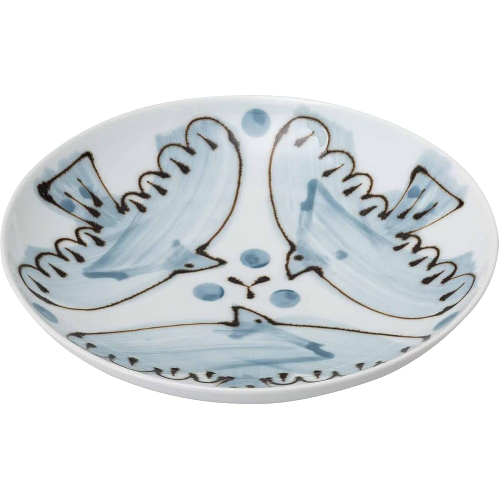 Hasamiyaki large plate, plate, approx. 23 x 22 cm, pair, presented in box, hand-painted, old dyed crest, octagonal, made in Japan 20581