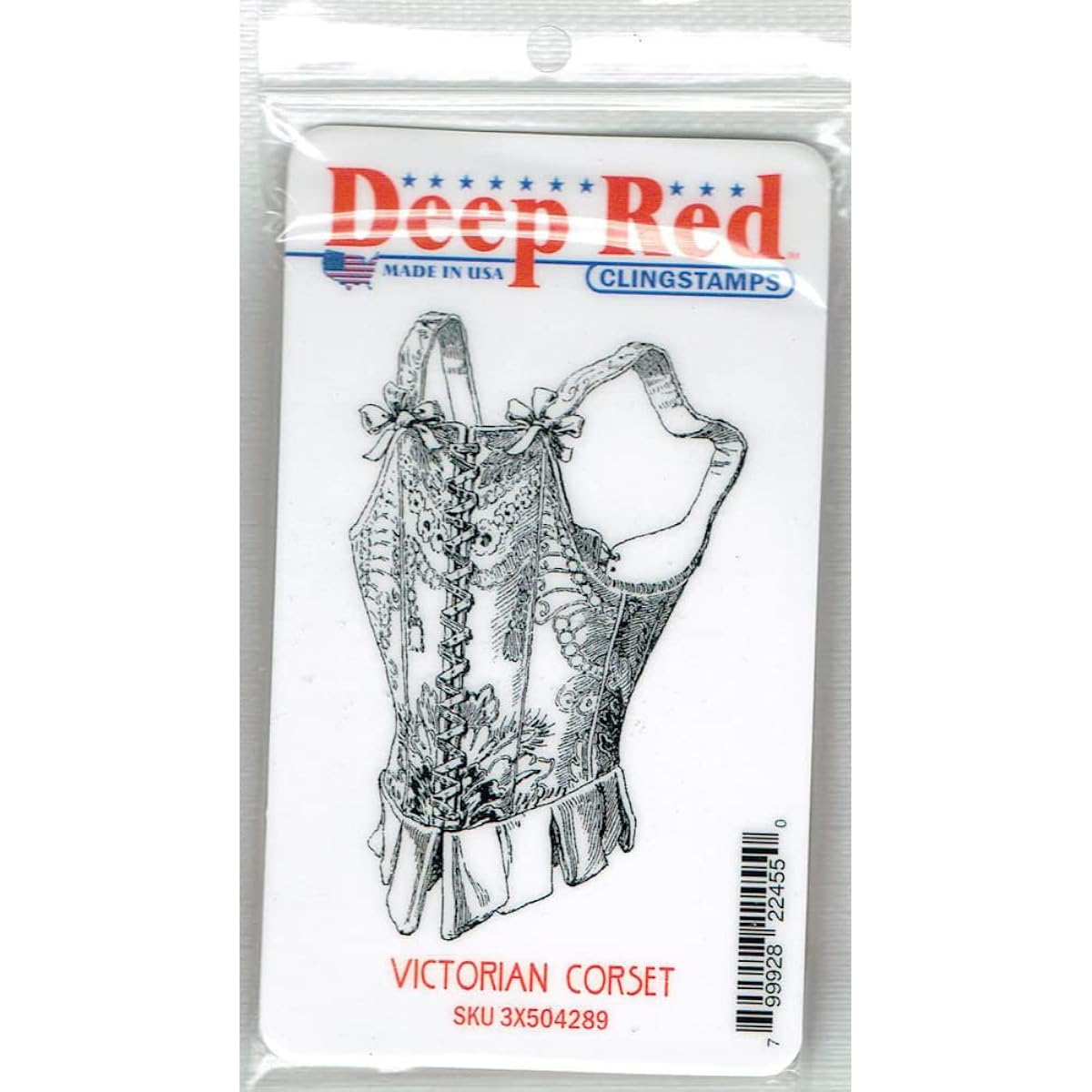 Deep Red Cling Stamp Victorian Corset