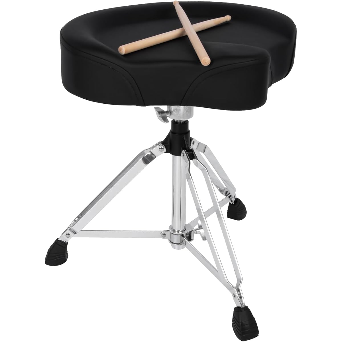 STRICH Saddle Drum Throne Seat Swivel Adjustable Padded Drum Stool Heavy Duty Motorcycle Style Wide Drum Chair Guitar Stool SDB-30