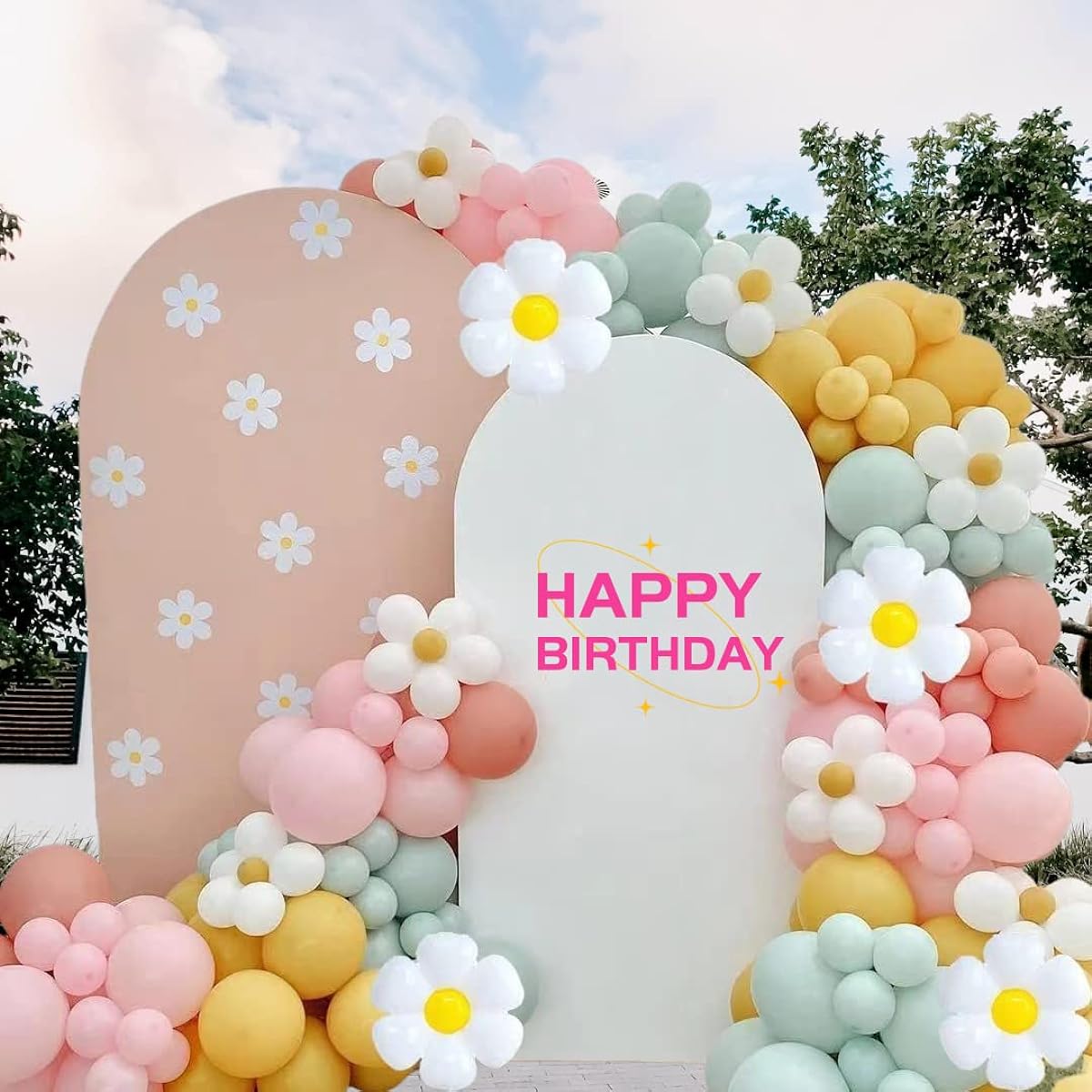 Daisy Balloon Garland Macaron Pastel Balloon Arch Kit 124pcs for Wedding Birthday Party Decoration