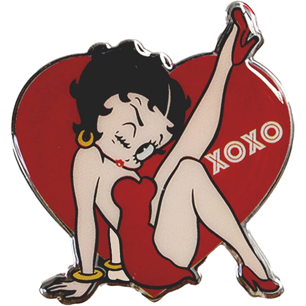 Hokushin Trading Golf Marker Red/Black Betty Boop with Cap Clip Base MK0290