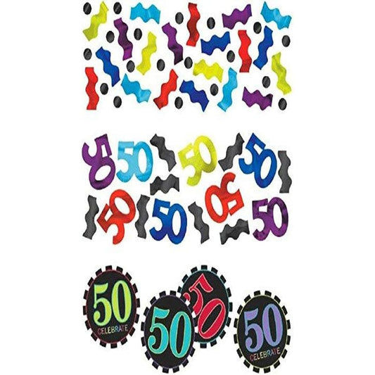 amscan 50 years old 3 pack mixed confetti