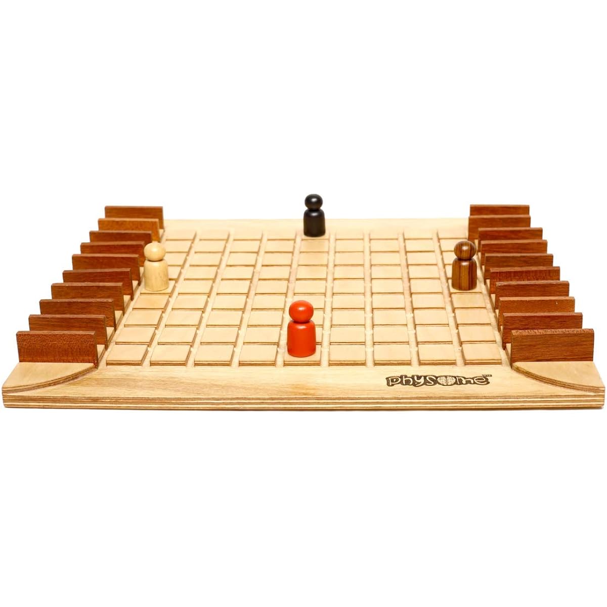 Physome Wall Trap | Quoridor | 11.75" Premium Plywood | 2-4 Player Table Top Wooden Board Game_QRD