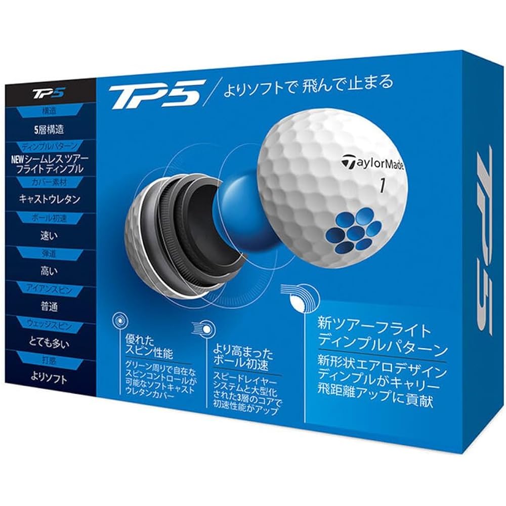 TAYLOR MADE TP5 Golf Ball 5 Piece 2021 Model N0802601 White