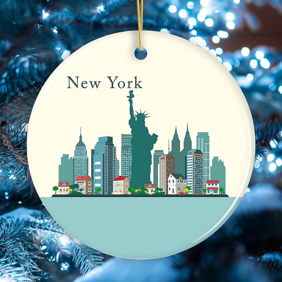 New York City Ornaments, Minimalist NYC Christmas Decorations (Circles)