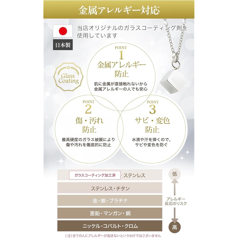[ASHIFA] Ashes Pendant, Cube, Memorial Service on Hand, Includes Ashes Set, Metal Allergy Compatible, Safe, Available in 3 Colors, Made in Japan, Ashes Capsule, Ashes Container, Ashes Necklace, Ashes Accessories, Stainless Steel Memorial Pendant