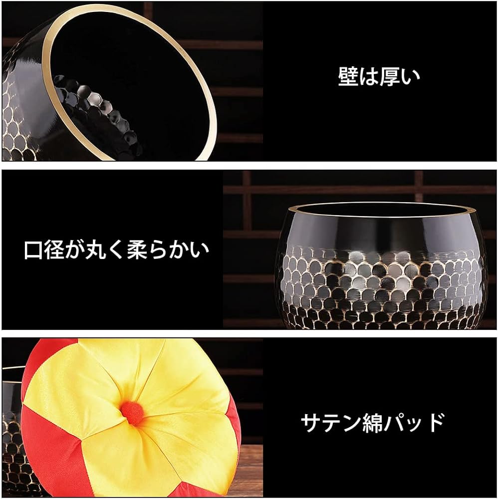 YUYAKESHI Heavy tone 笣子 Buddhist altar phosphorus heavy bass memorial service 瓝 made of brass scale surface handmade futon phosphorus stand phosphorus stick 3-piece set (17.5 cm 7 dimensions)