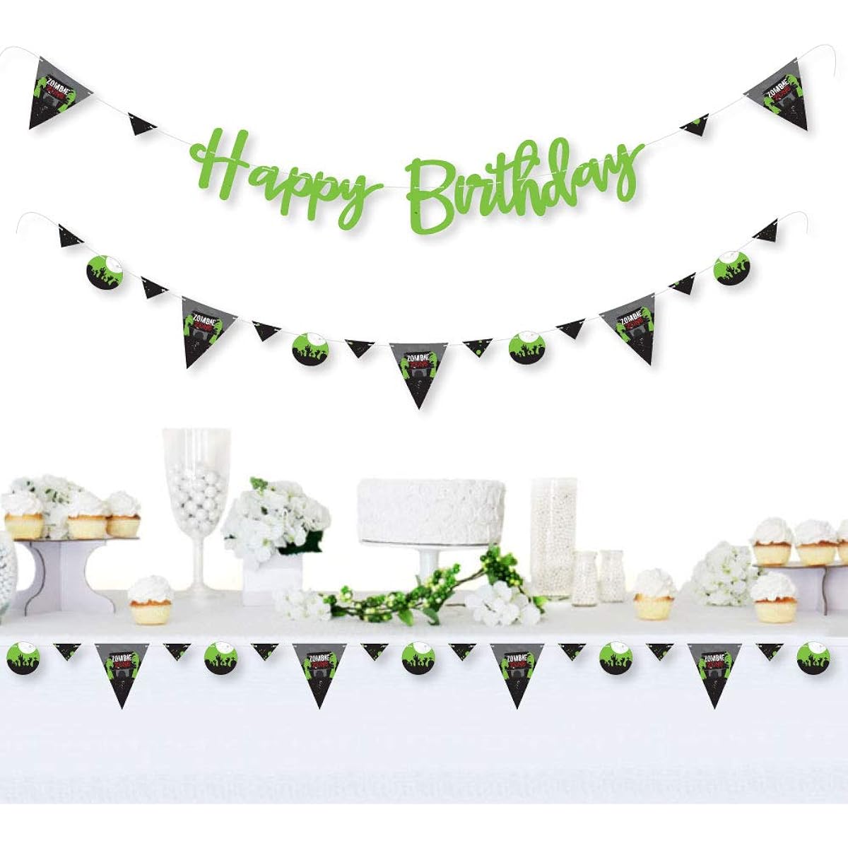 Big Dot of Happiness Zombie Zone - Birthday Zombie Crawl Party Letter Banner Decorations - 36 Banner Cutouts Happy Birthday Banner Letters