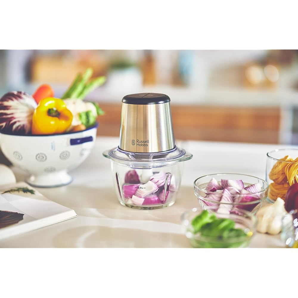 Oishi and Associates Russell Hobbs Food Processor Electric Food Mixer 4-in-1 0.5L Mini Chopper Silver 7820JP