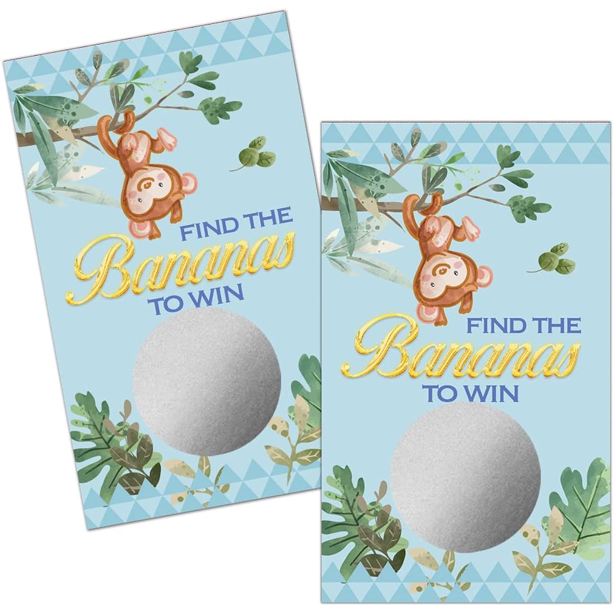Haizct 50 Pack Woodland Animals Baby Shower Games Scratch Off Cards Baby Shower Baby Shower Activity Ideas (Monkey Banana)