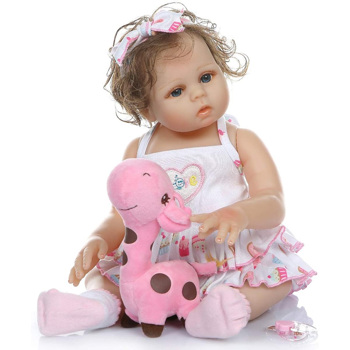 TERABITHIA 18" 47cm Cute Soft Carpal Curly Hair Silicone Vinyl Full Body Reborn Baby Doll Looks Realistic Preemie Collectible Newborn Doll Washable for Girls