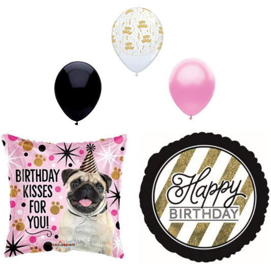 5pcs Birthday Kiss Dog Puppy Party Balloons Decoration Supplies Pug