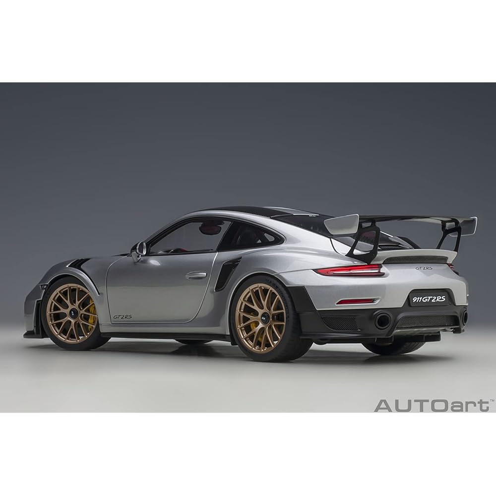 AUTOart 1/18 Porsche 911 (991.2) GT2 RS Weissach Package Metallic Silver/Carbon Black Finished Product 78174