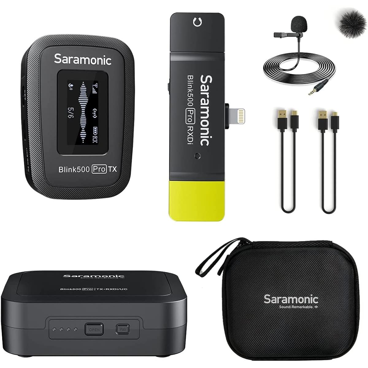 Saramonic 2.4G Wireless Microphone System, 1 Transmitter + 1 Receiver (Lightning Output) Set, Black BLINK500 PRO B3-JP