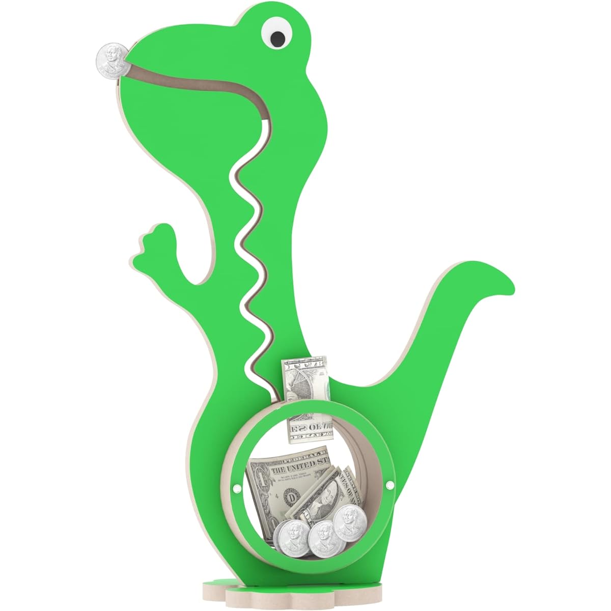 squacco Dinosaur Piggy Bank Girls Boys Kids Big Animal Personalized Wooden Coin Bank Piggy Bank Children Adults Best Toy Gift (Dinosaur - Grass Green)