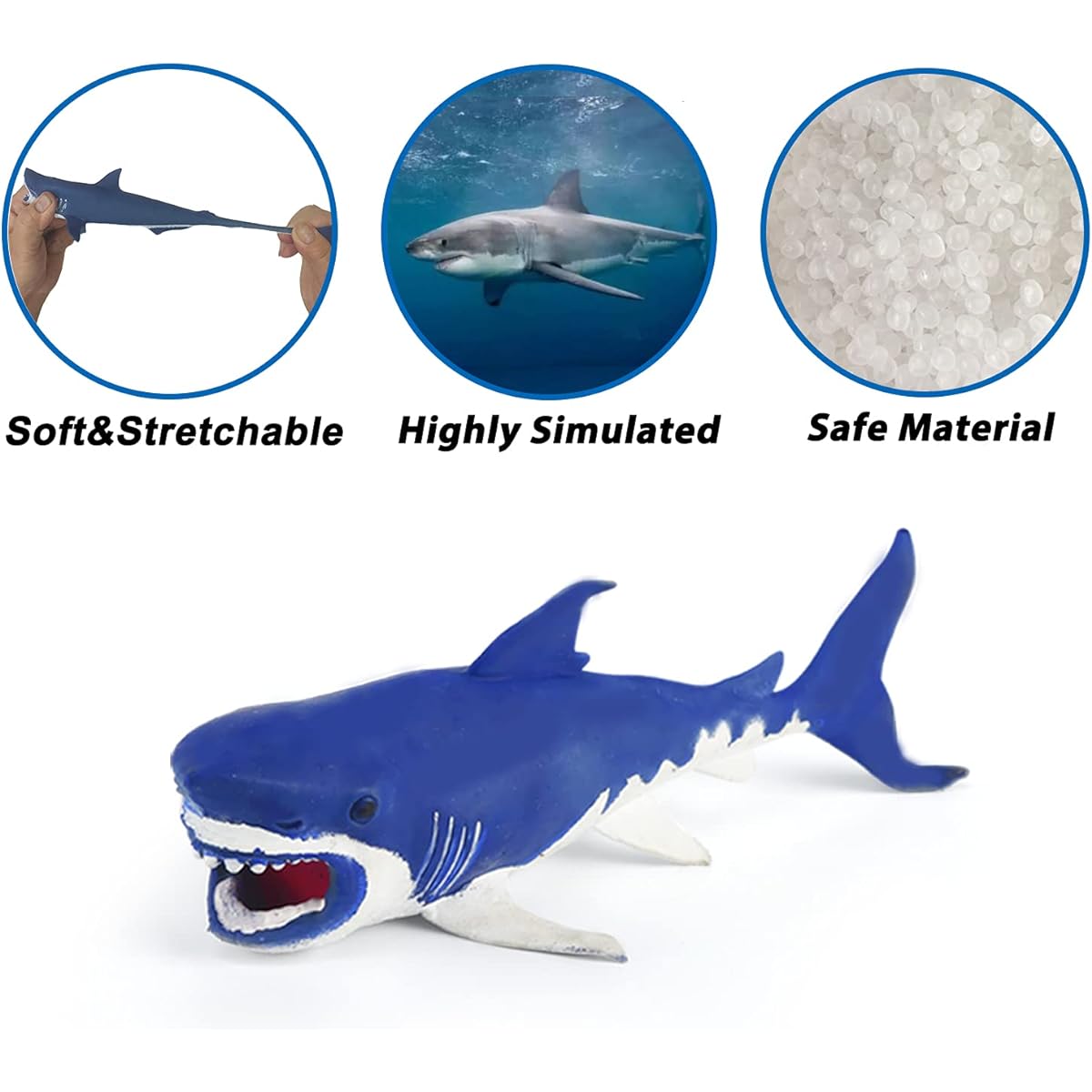 Shark Toys - 10 Pack 8 Inch Soft Stretchy Realistic Shark Toy Set - Floating Bathtub Toys - Birthday Party Favors for Boys Girls Kids
