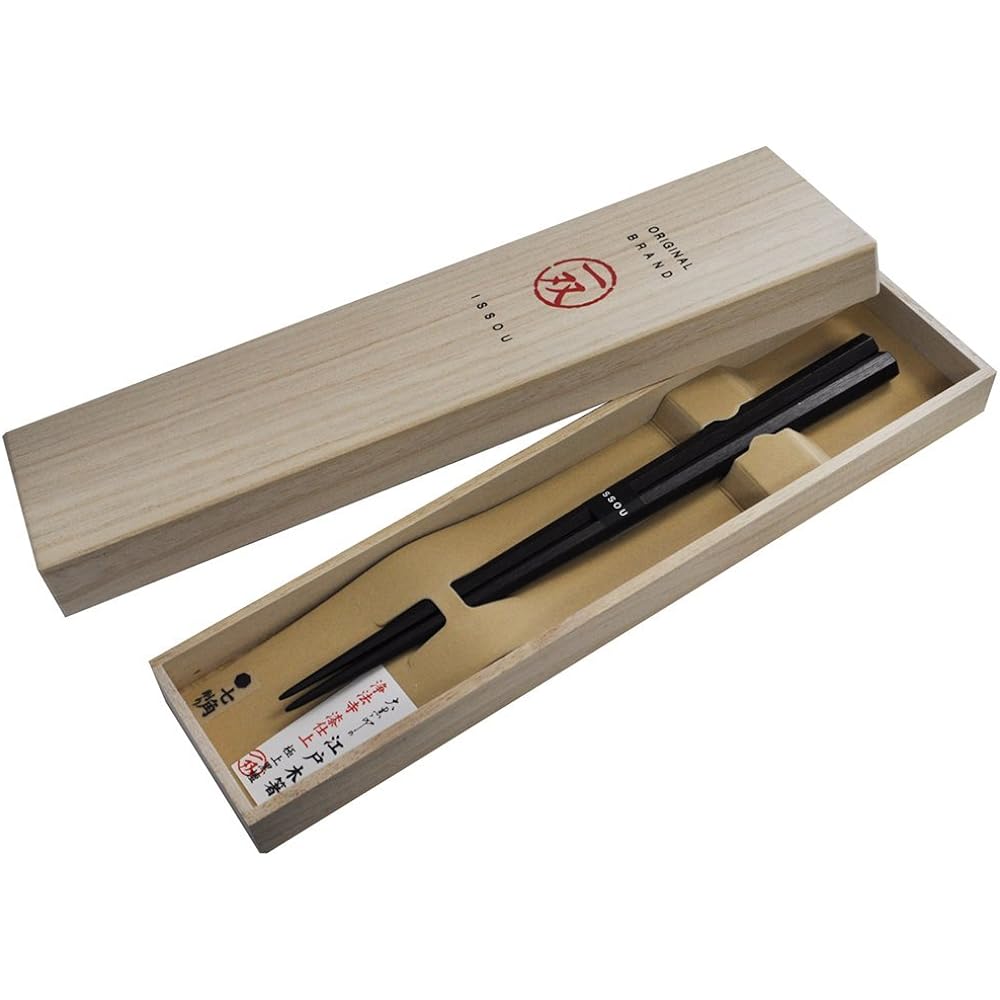 Luxury Edo wooden chopsticks, heptagonal striped ebony, Joboji lacquer finish, 22cm, handmade by craftsmen, Japanese tradition, skillful craftsmanship 38714