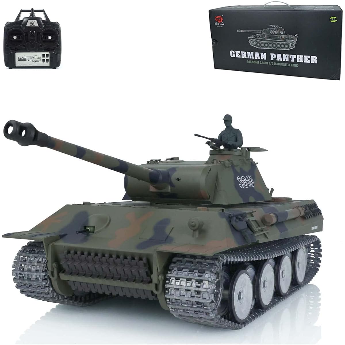 TOUCAN RC HOBBY Pro Ver Henglong 1/16 Tk7.0 Panther Rc Tank Bb Airsoft Ir Combat Metal Truck Wheel Gearbox 360 Turret Smoke