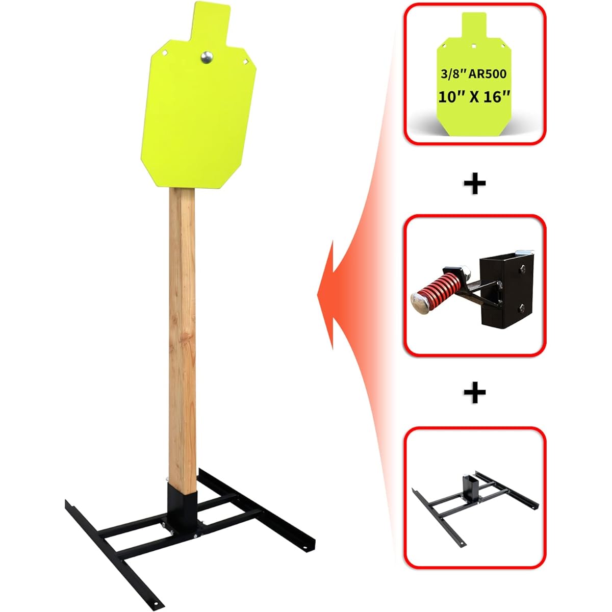 Highwild Target Stand AR500 Steel Target System 3/8" Thick 10" x 16" Torso Target with 2x4 Stand Mount Kit