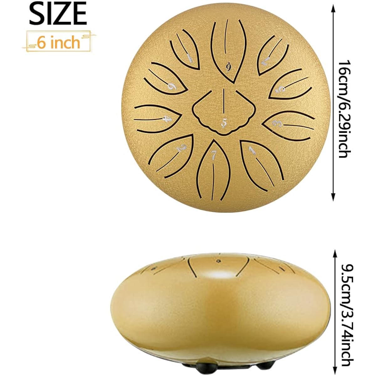 Niome 11 Notes 6 Inch Steel Tongue Drum Kit Music Drum Set Handpan Percussion Instrument with Bag Music Book Mallet Mallet Bracket for Kids Beginner Yoga Meditation (Gold)