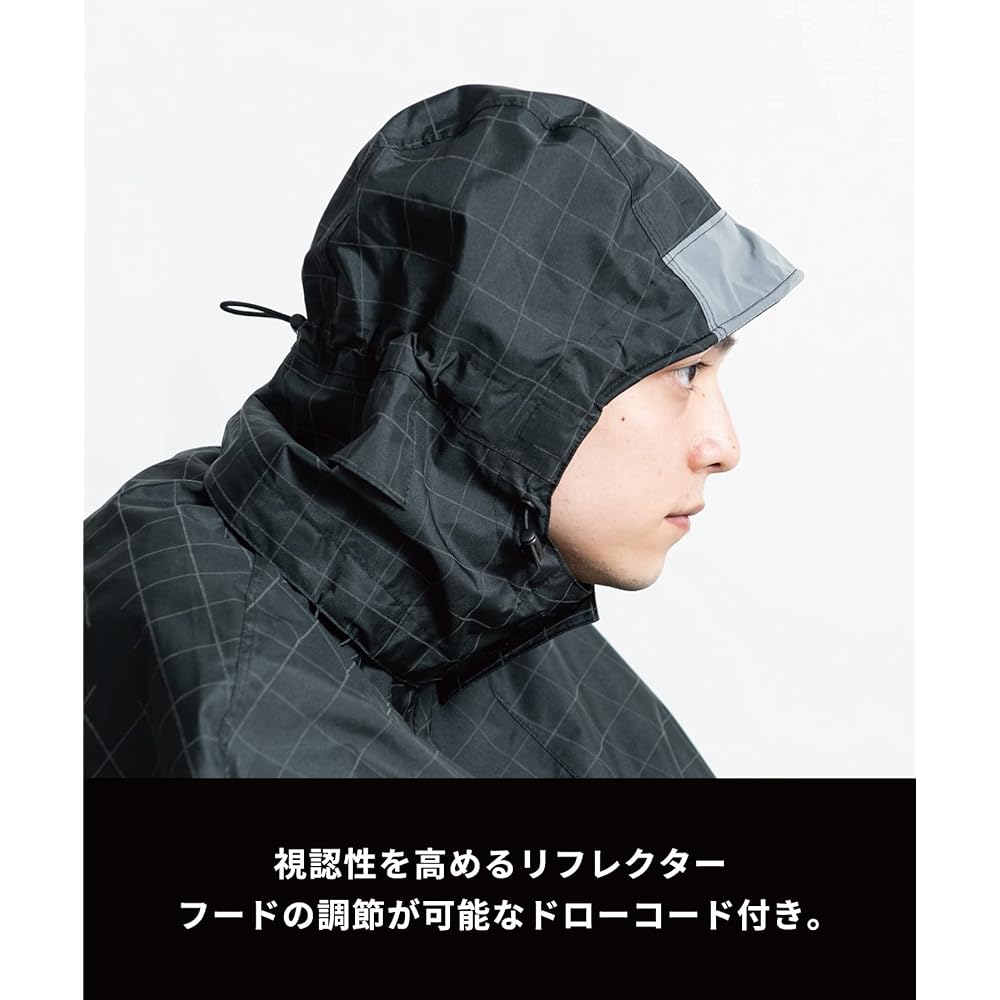 KiU [2024] KiU Bicycle Glowing Reflective Print Heavy Rain Compatible Storage Bag [VISIBLE GRID] Bicycle Poncho Type.A Visible Grid Khaki K203-246