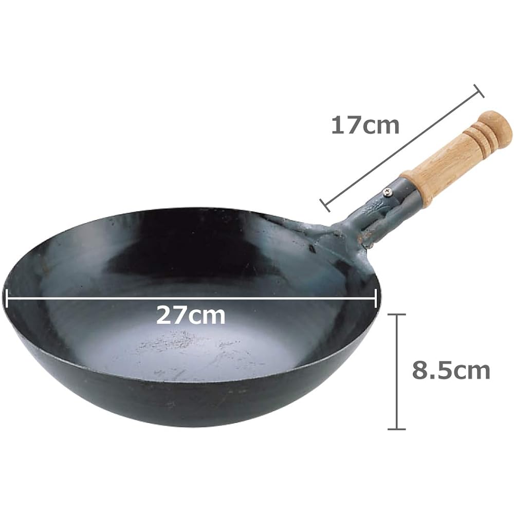 Yamada Industries Wooden Peking Pot Iron 27cm Hammered Plate Thickness 1.2mm