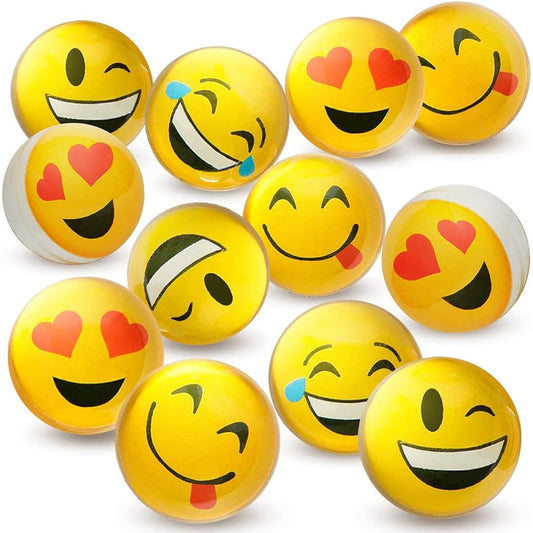 ArtCreativity Emoji Bouncy Balls for Kids - Set of 12 Bouncy Balls with Assorted Emoji Designs - Super Bouncy Emoji Birthday Party Favors, Pinata, Goodie Bag Fillers