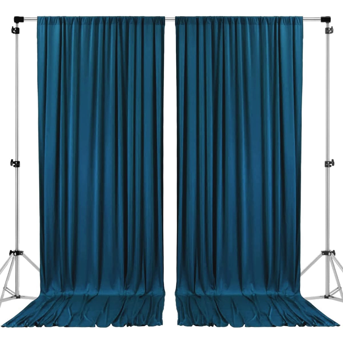 AK TRADING CO. 10' x 10' Dark Teal IFR Polyester Background Drape Curtain Panel with Rod Pocket for Wedding Party Home Window Decoration