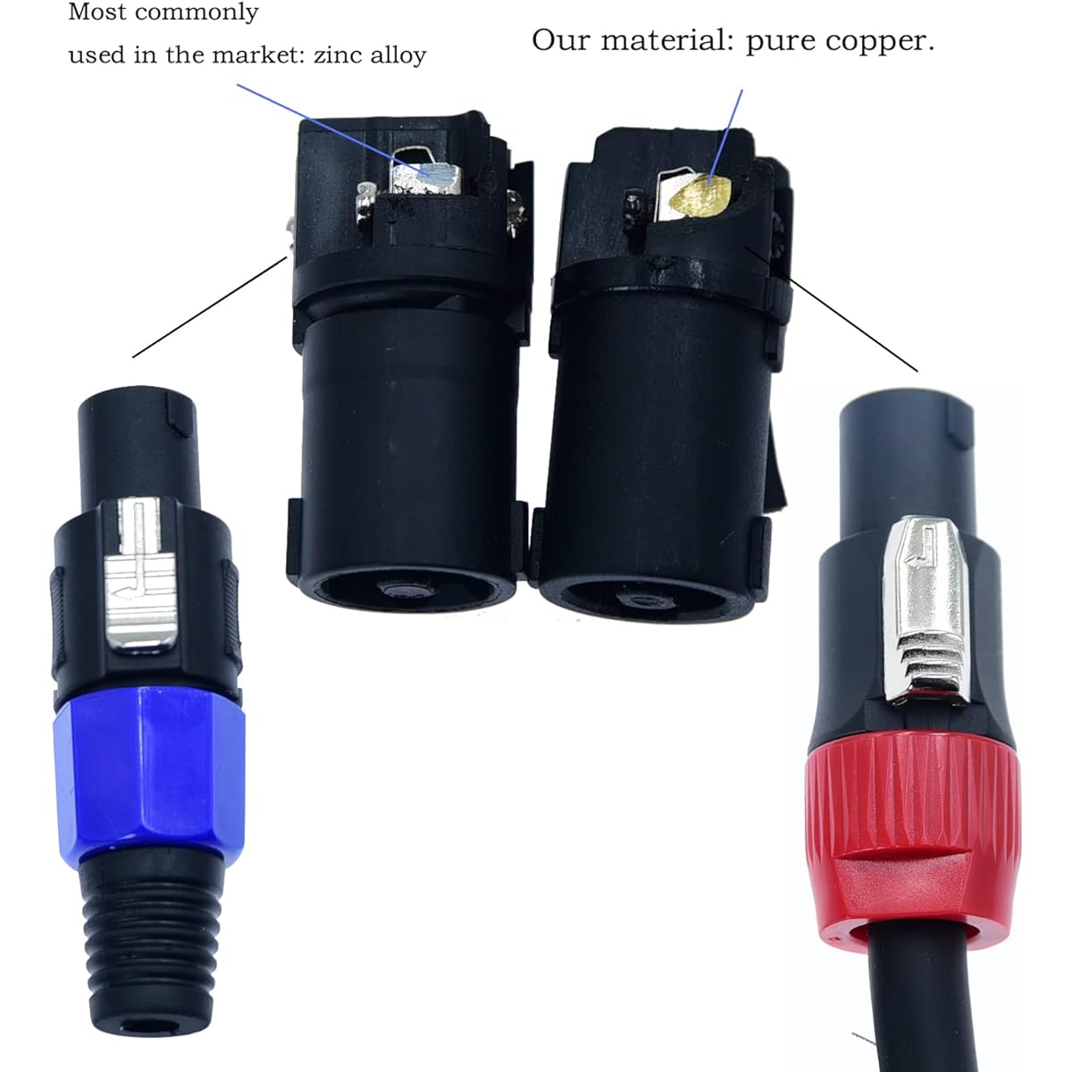 2 Pieces 12awg Speakon to 1/4" TS 1/4" Mono Gold Plated 6.35mm Adapter Speaker Cable PA Jack Pair Male Audio Port Plug Amplifier Connection DJ Amplifier Heavy Duty Bossina Cord Wire Feet (10 Feet) Feet