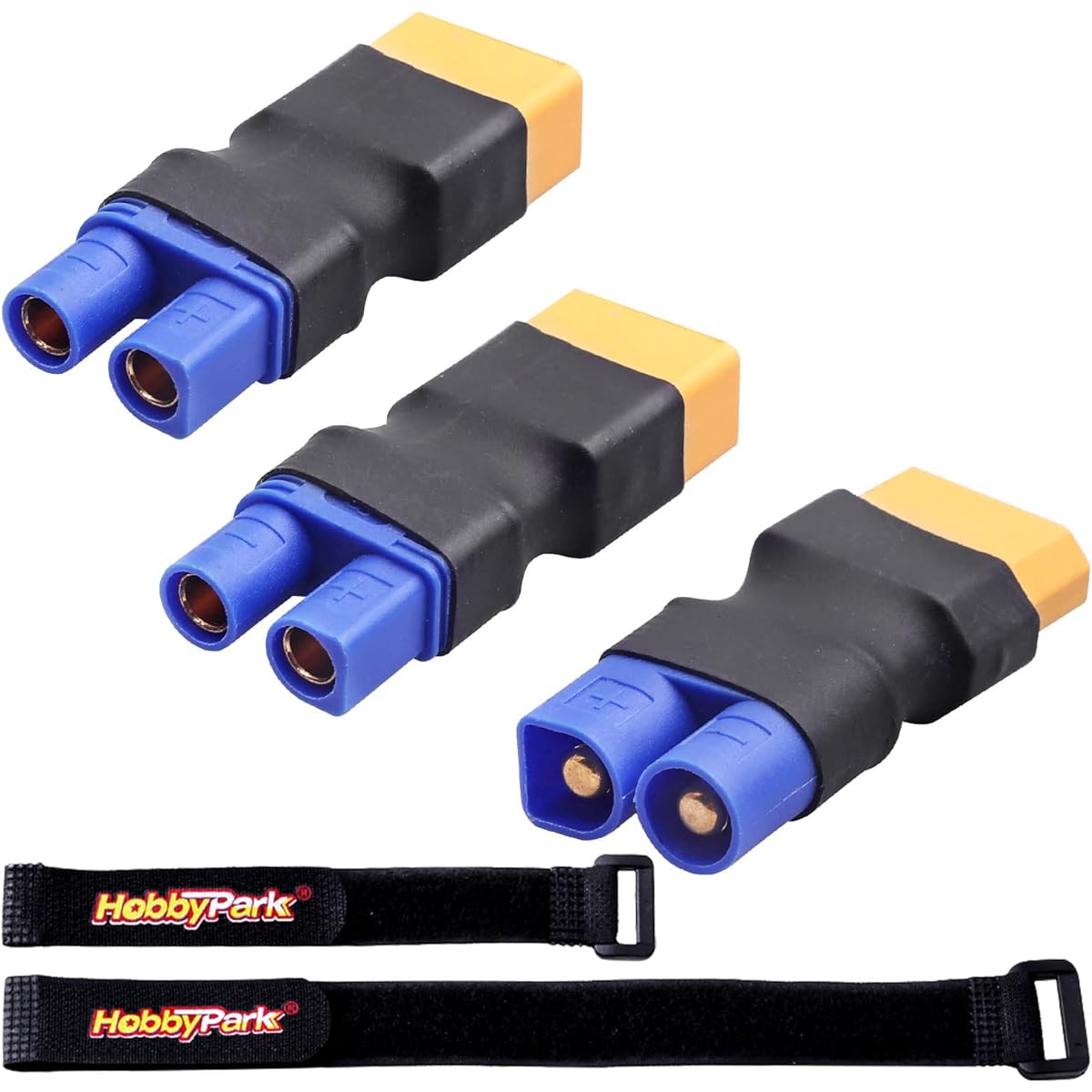 HobbyPark XT60 Connector Plug EC3 Adapter RC LiPo Battery Charger Converter with Battery Strap