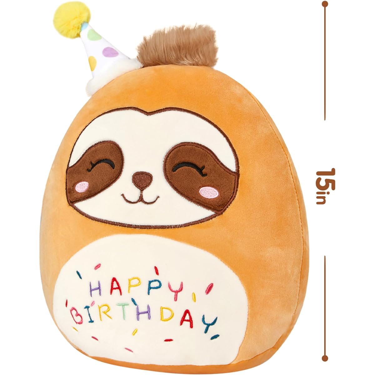 CozyWorld 15 Inch Birthday Sloth Stuffed Toy Soft Sloth Stuffed Animal Cute Stuffed Animal Home Room Decoration Birthday Gift for Kids and Toddlers Brown.