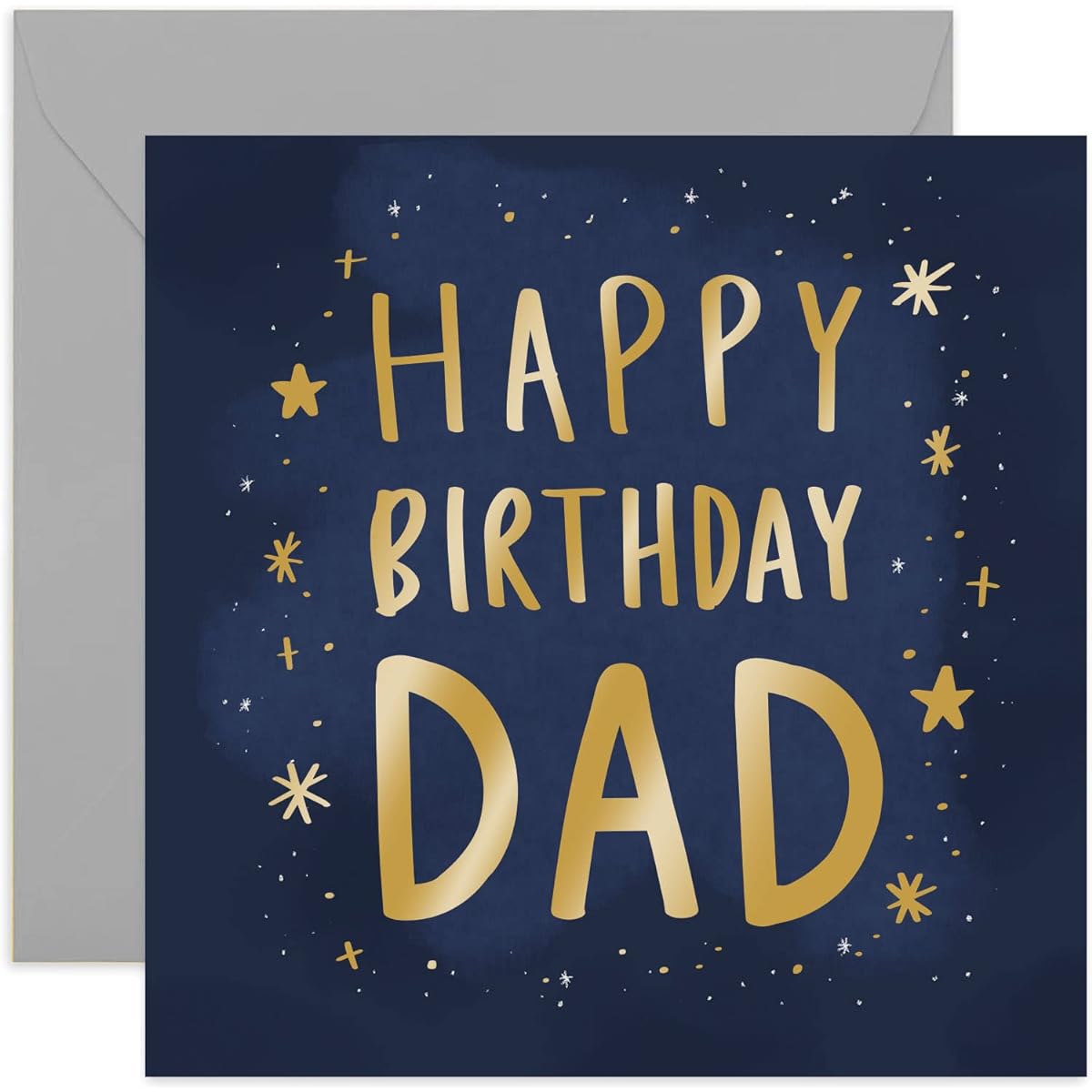 Old English Co. Happy Birthday Card - Masculine Gold Space Star Greeting Card for Men | Masculine Card for Dad and Him | Blank Inside & Envelope Included