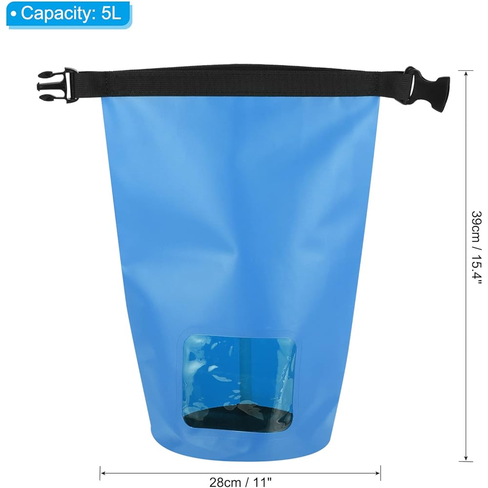 PATIKIL Floating Waterproof Dry Bag 5L Outdoor Float Dry Bag Roll Backpack with Clear Window for Boating Kayaking Hiking Camping Blue
