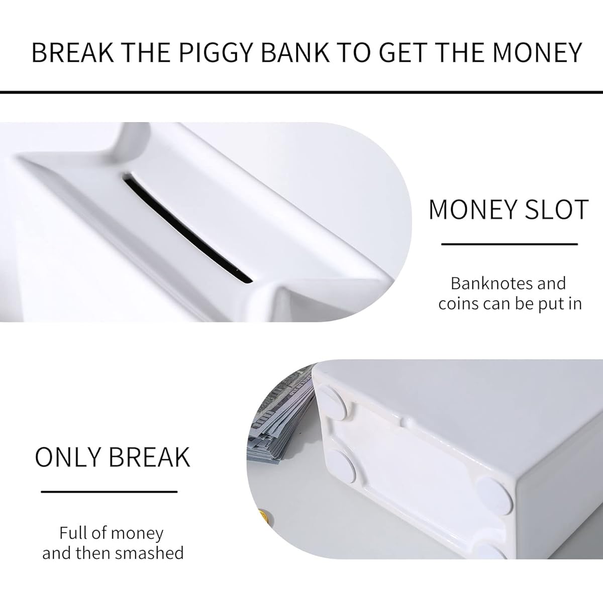 10 Inch Adult Piggy Bank Need to Break Open Large Ceramic Piggy Bank Alcancias De Dinero para Adultos Coin Bank for Kids Money Box for Cash Saving Box Piggy Bank for Boys Piggy Bank Piggy Bank