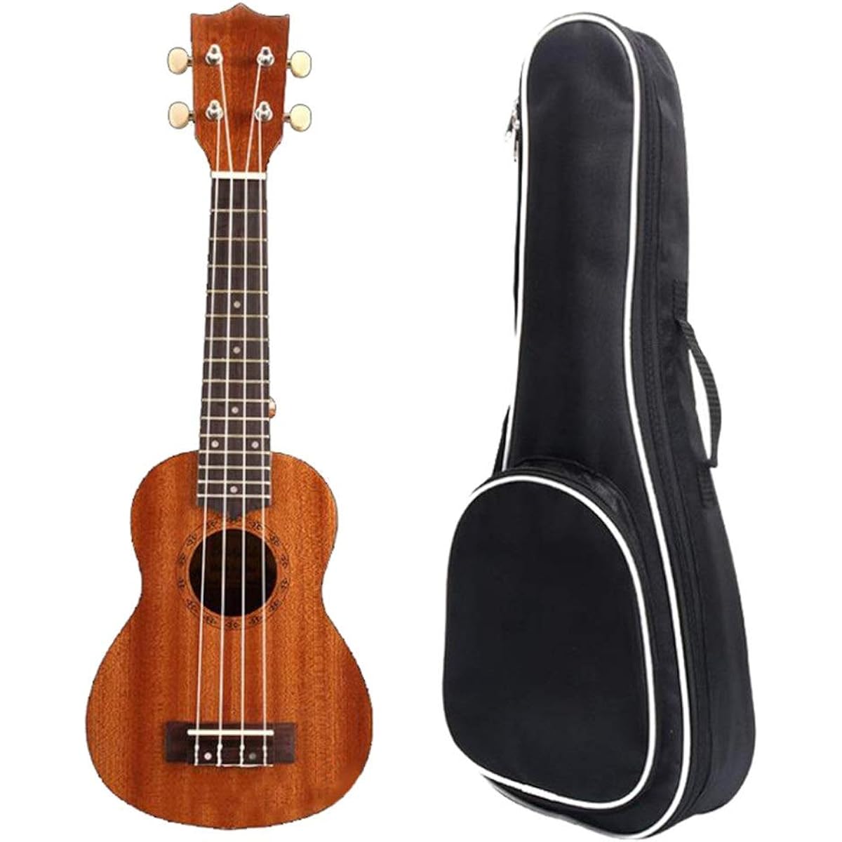 Concert Ukulele Traditional Soprano Ukulele Sapele Wood Nylon String Mini 21 Inch Hawaii Guitar with Gig Bag Ukulele for Beginners Ukulele (Color: Wood, Size: 21 inches)
