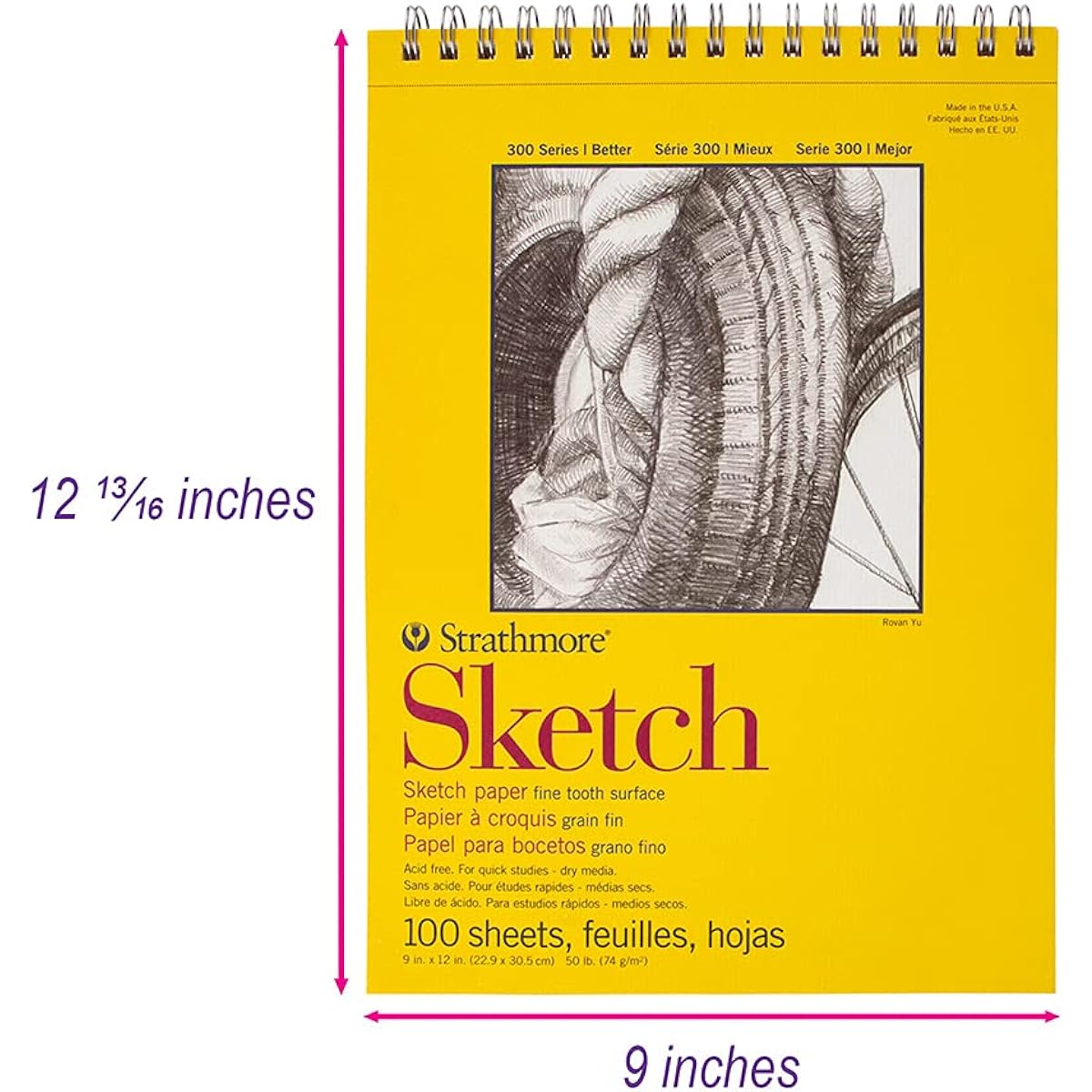 CRAFT COUNTY Strathmore 300 Series Sketch Pad 100 Sheets 9x12 Inch Size White Sheets Perfect for Students Kids Artists School Projects Classroom Sketchbooks