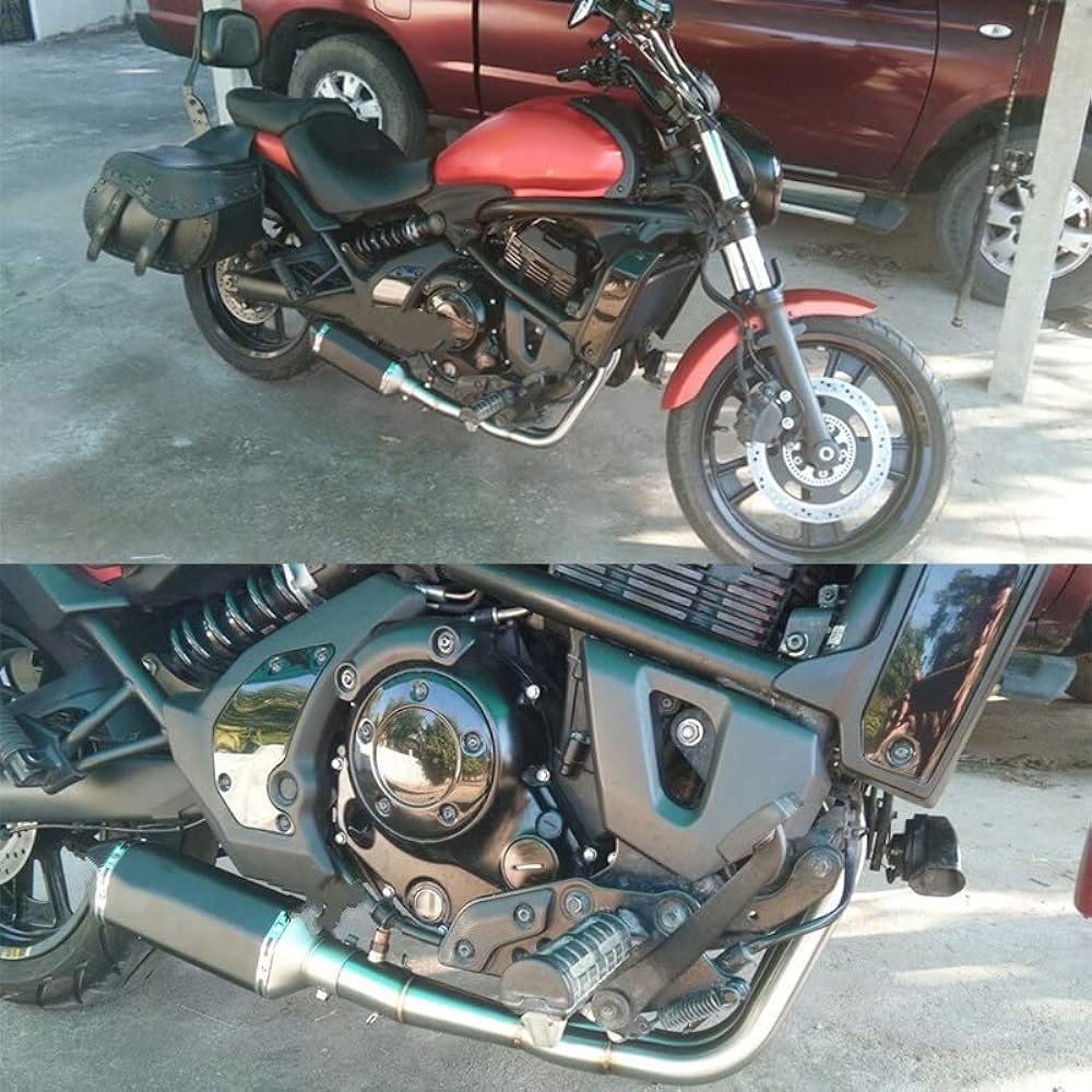 Motorcycle Exhaust End Silencer Motorcycle Exhaust Muffler Escape Front Pipe Slip-on Full System Exhaust Kawasaki Vulcan S 650 650s VN650 EN650 (Color: 3)