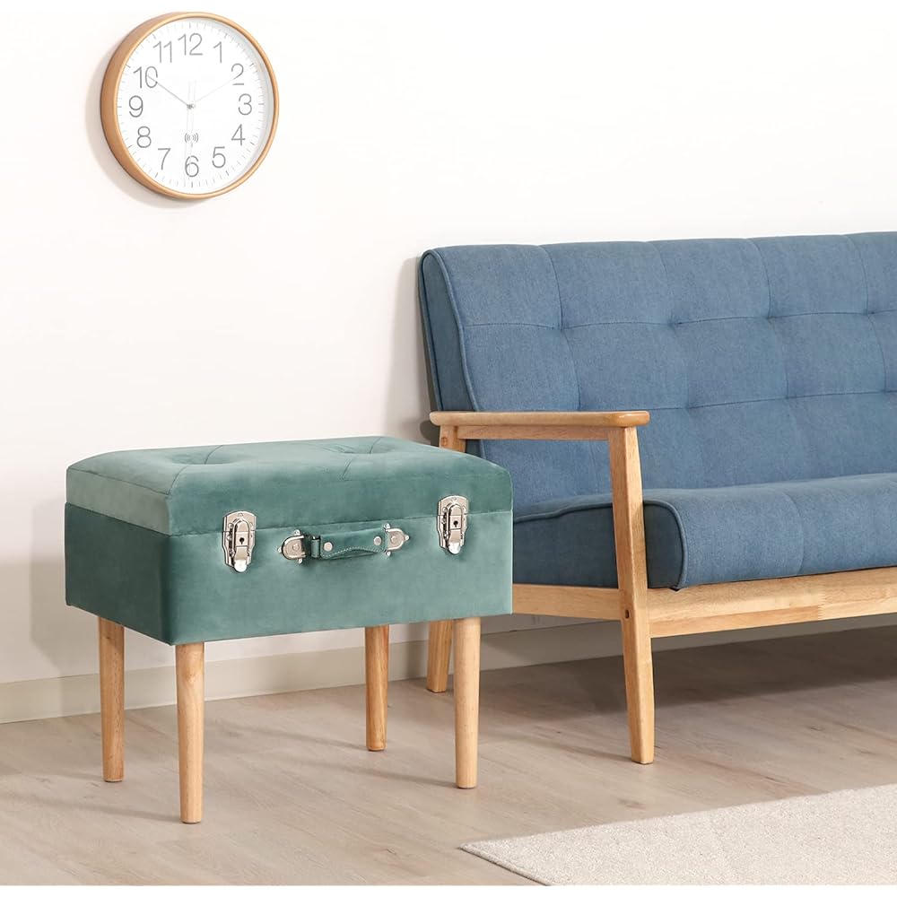 Fuji Boeki Stool Trunk Type Width 50 x Depth 35 x Height 45cm mint Velor Style Floor Scratch Prevention Easy Assembly 27661