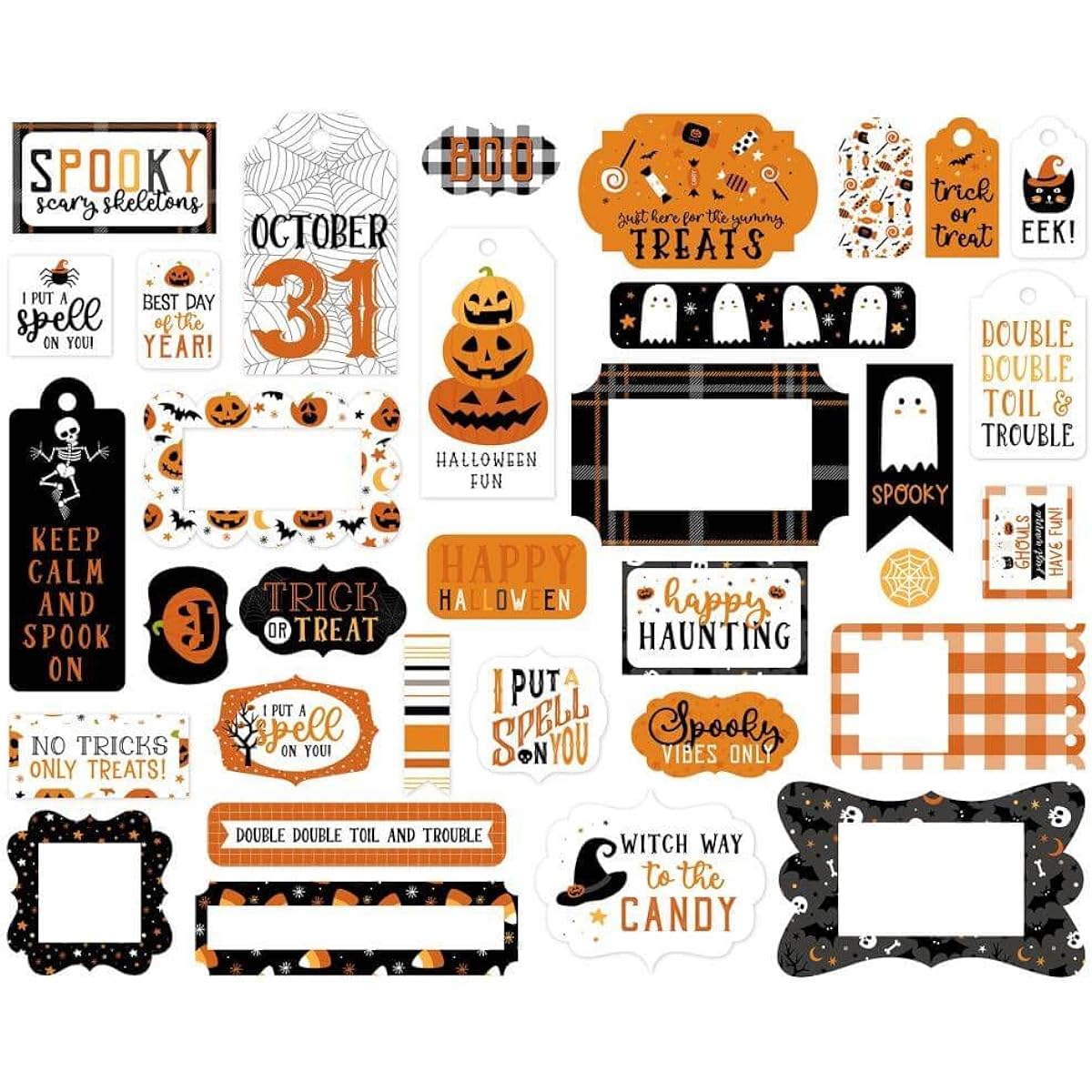 Echo Park Cardstock Ephemera 33/Pkg-Frames & Tags, Halloween Party -PA250025