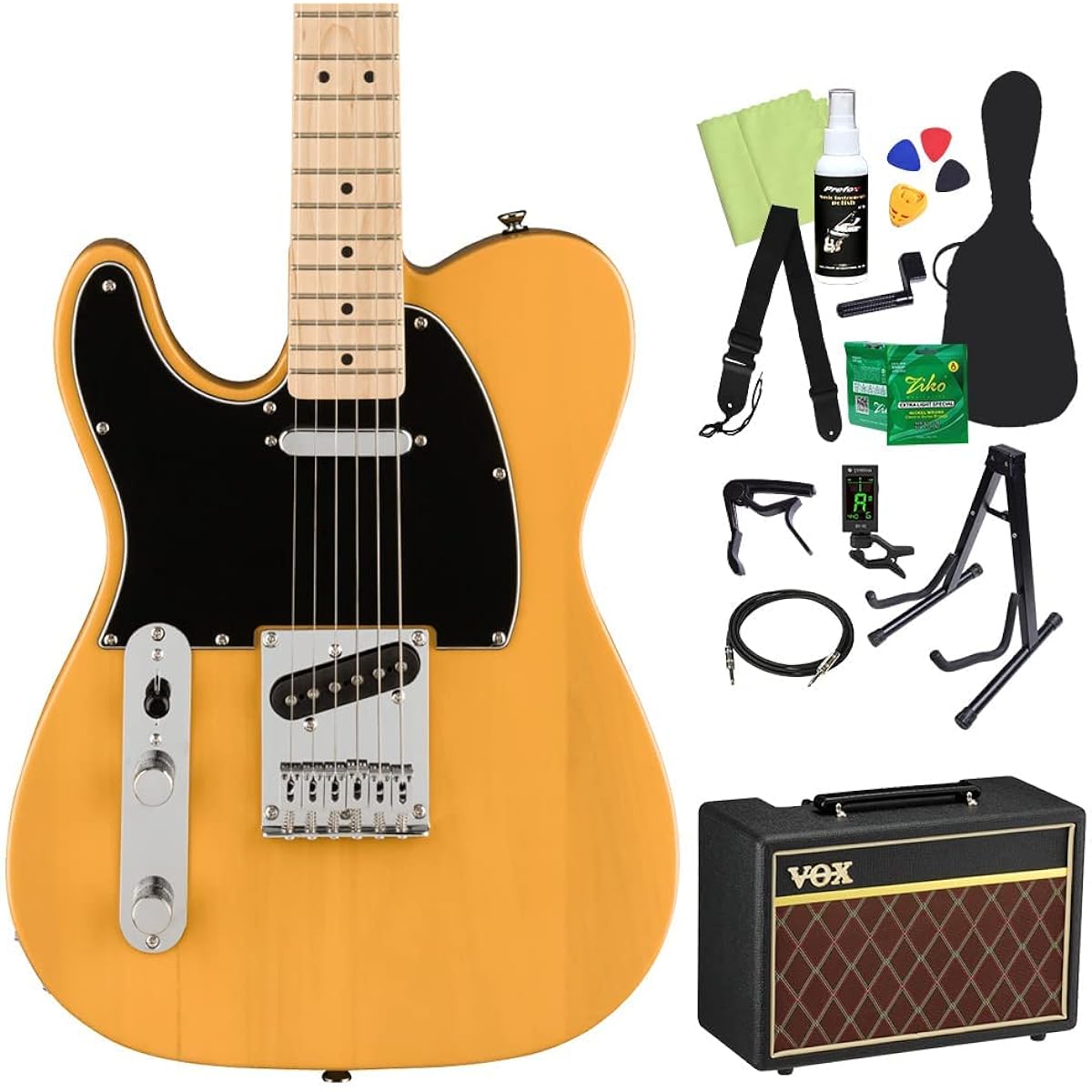 Squier by Fender Affinity Series Telecaster Left-Handed Maple Fingerboard Black Pickguard Butterscotch Blond Electric Guitar Beginner 14-piece Set [With VOX Amplifier] Telecaster Left-Handed Squier/Squier