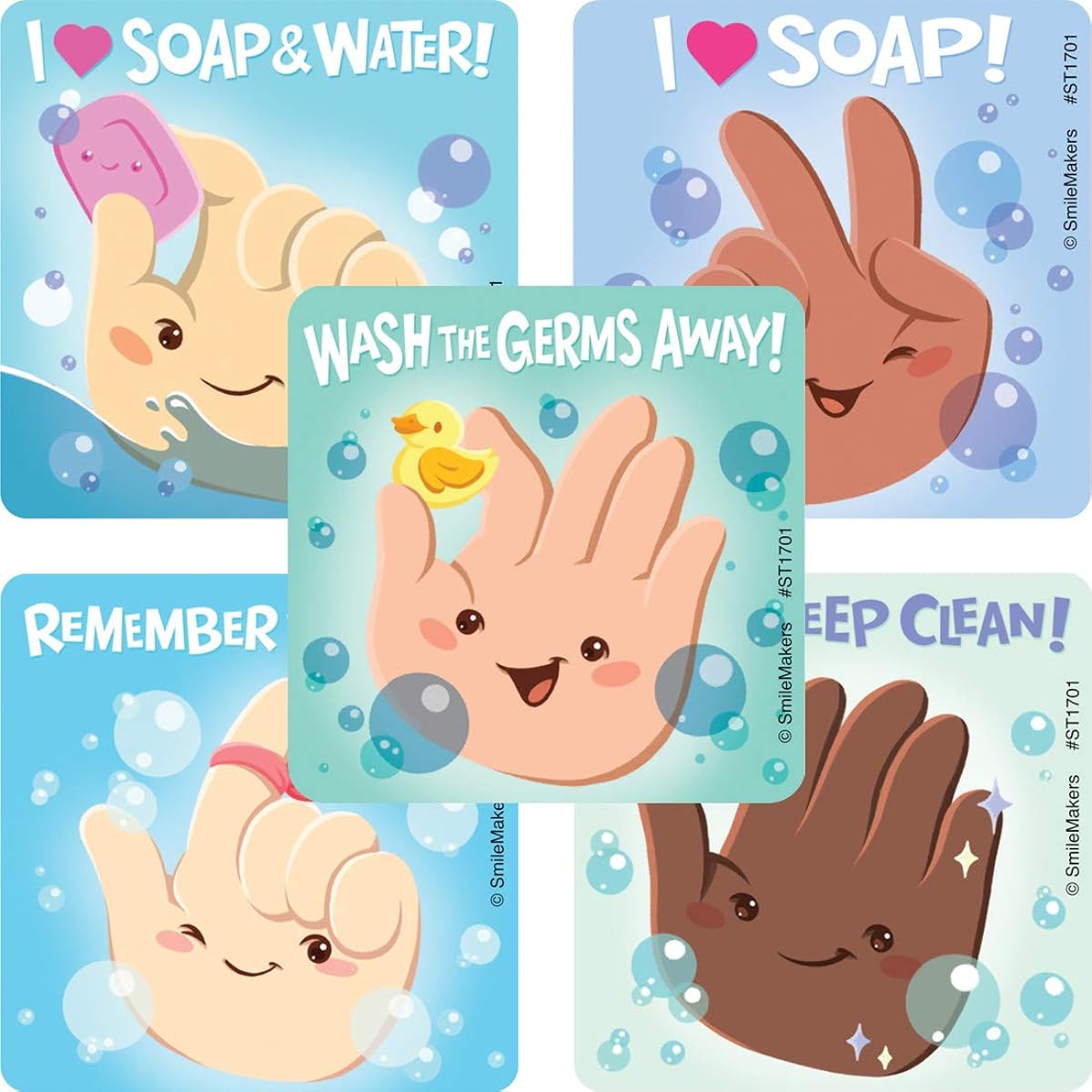 SmileMakers Hand Wash Stickers, Pack of 100