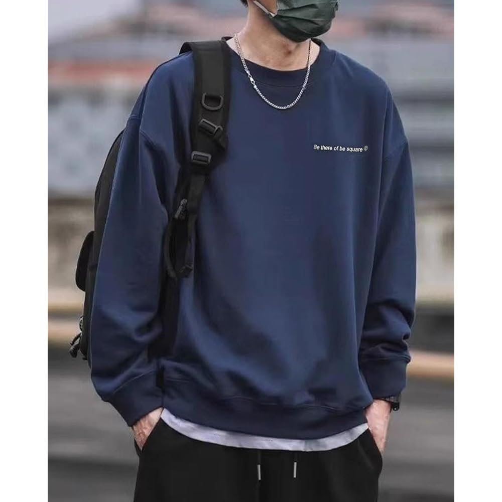 [OKJCON] Men's Sweatshirt, Long Sleeve, Spring, Loose, Stylish, Casual, Pullover, Large Size