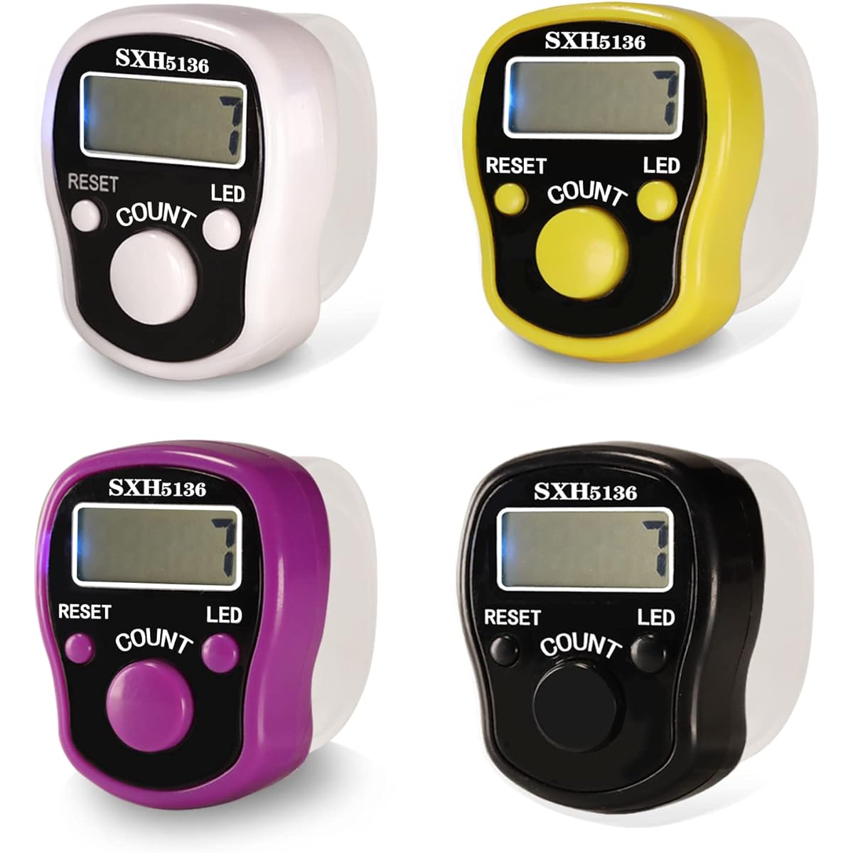 ILouxNei Finger Counter 4pcs Electronic Finger Digital Counter for Crochet Muslim