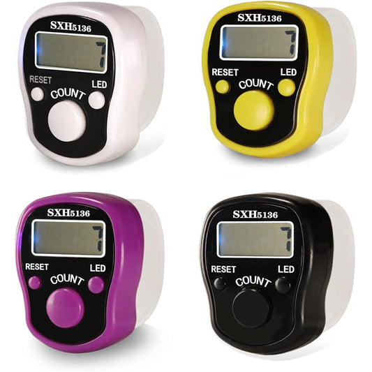 ILouxNei Finger Counter 4pcs Electronic Finger Digital Counter for Crochet Muslim
