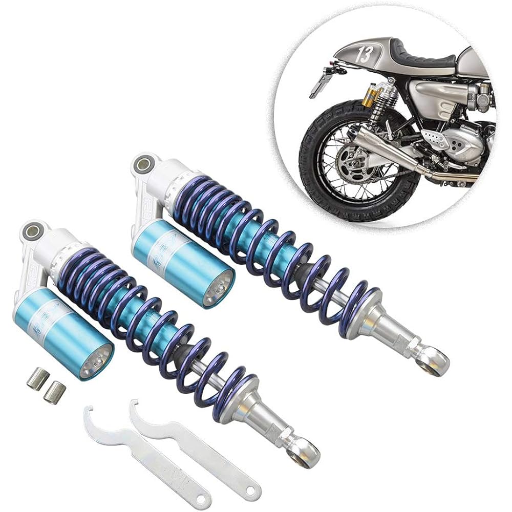 GZYF Motorcycle Rear Shock Absorber Rear Suspension 400mm Adjustable Tank Included Universal Blue