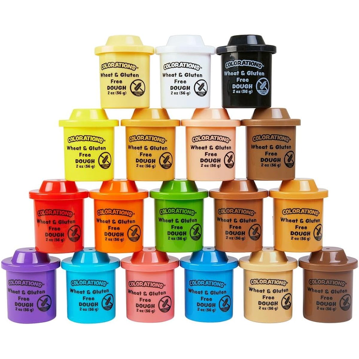 Colorations Wheat & Gluten Free Variety Pack 18 Colors 2 oz Each Non-Toxic Play Dough Bulk Bundle Sensory Kit Party Favors Classroom Packs